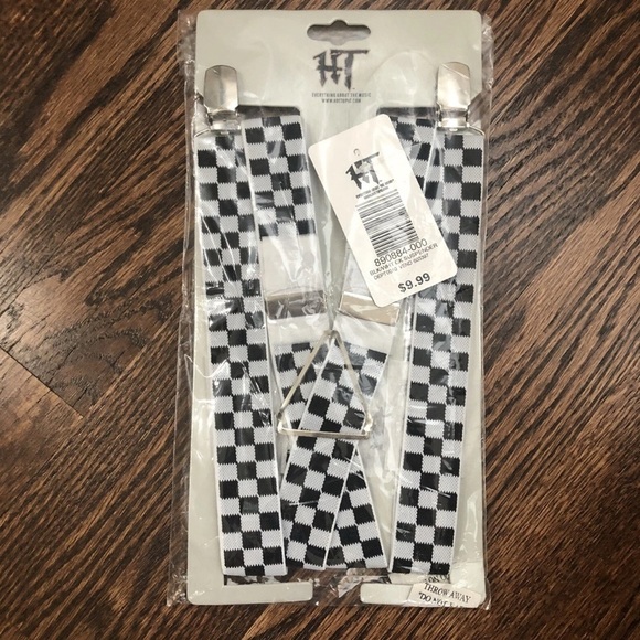 Hot Topic Accessories | Checkered Black And White Suspenders Unisex “NEW” - Picture 3 of 6